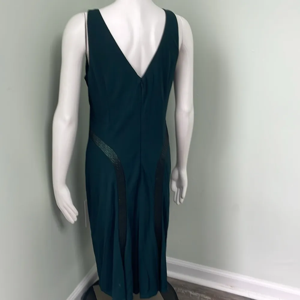 DAVID MEISTER Little Green V-Neck Shimmer Details Dress 10 - Image 6