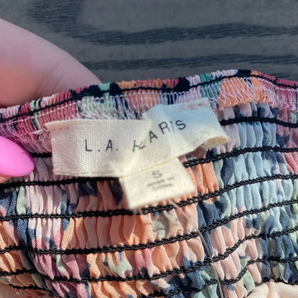 NWT PacSun la hearts floral ruffle mini top size small strapless chiffon - Image 5