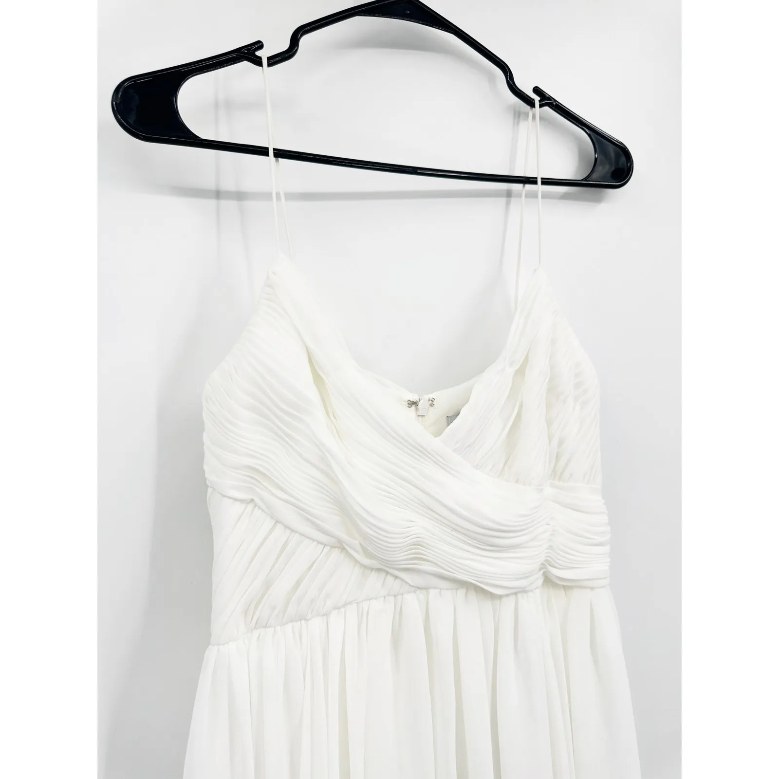 Ieena for Mac Duggal 2650 White Sleeveless V-Neck Chiffon Tea Length Dress S - Image 4