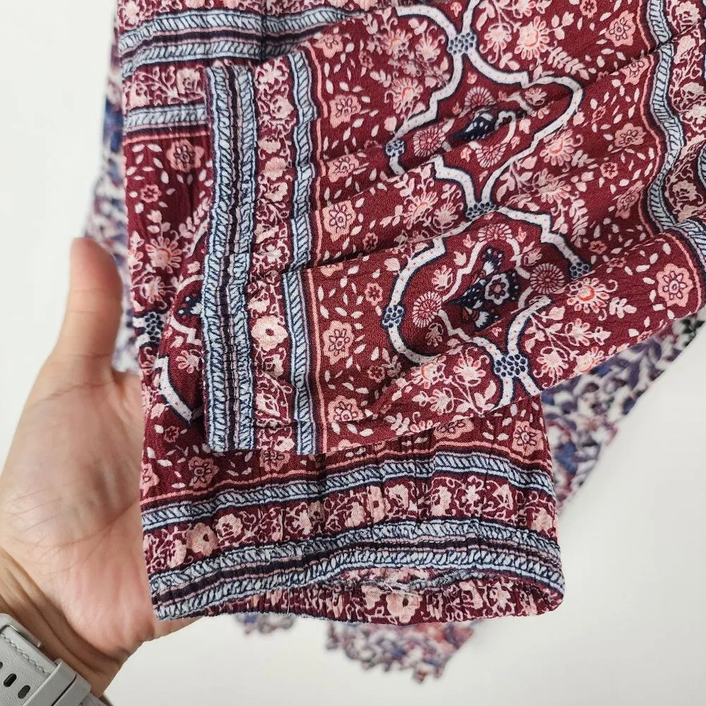 American Eagle AEO Long Sleeve Floral Romper Shorts Jumpsuit Viscose Size L - Image 5