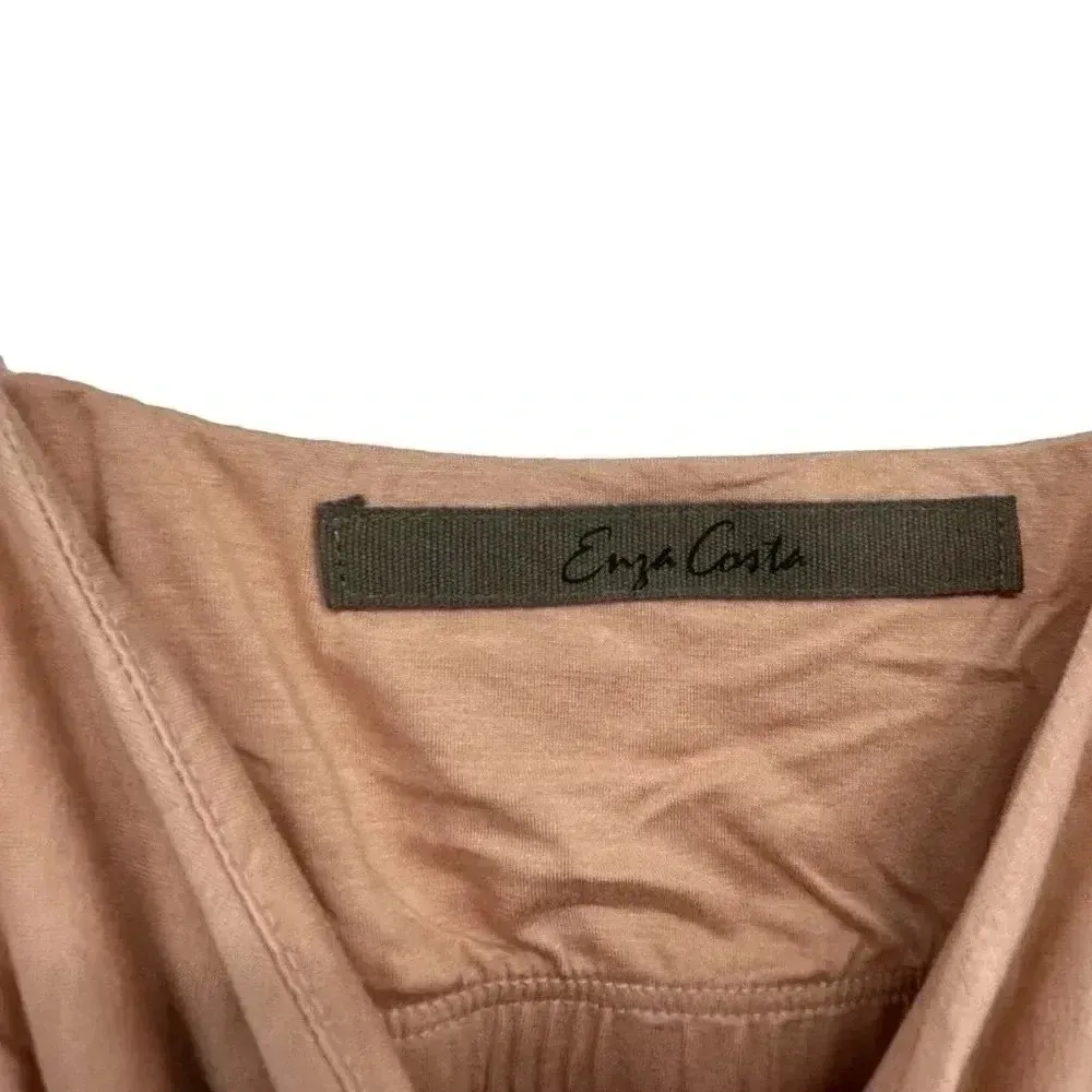 ENZA COSTA RUCHED CAMISOLE TOP SMALL DK NUDE VISCOSE LYCRA STRETCH TANK NWOT Tan - Image 4