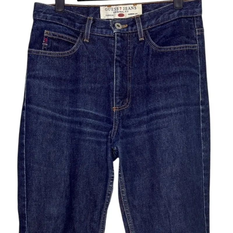 Guess Vintage Original Fit Classic Narrow Leg High Rise Denim Jean 29 Dark Wash - Image 2