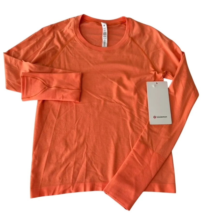 Lululemon Swiftly Tech Long Sleeve Shirt 2.0 Race Length Orange Soda NEW Size 6 - Image 2