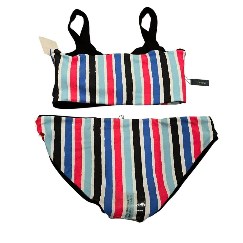 Maaji dazzling rib 4-way stretch reversible bikini set of 2 size M/L striped - Image 2