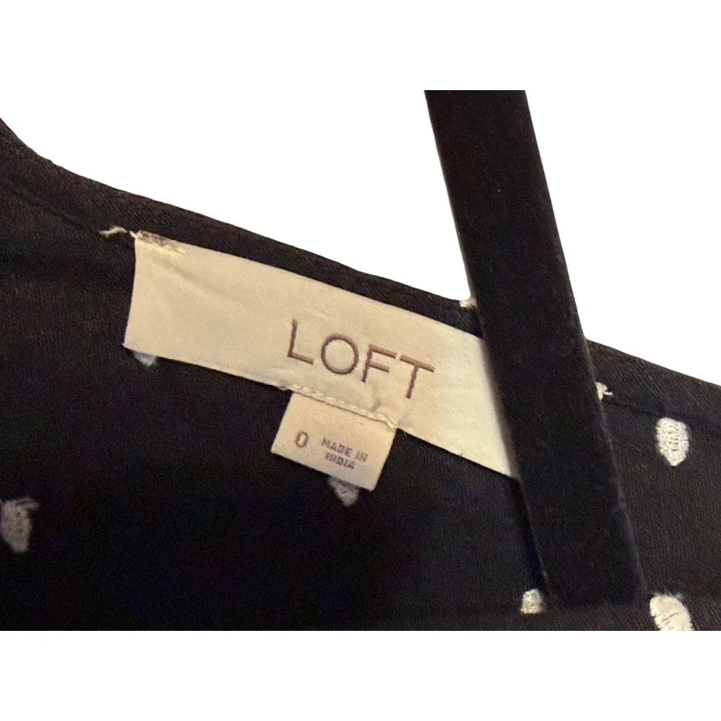 LOFT Black Polka Dot Romper Size 0 Women V-Neck Sleeveless Tie Waist Mini Casual - Image 4