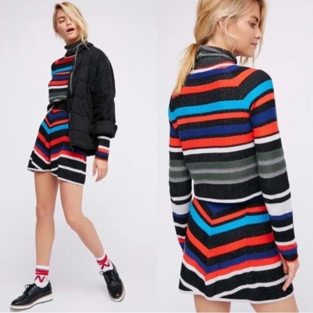 Free People What A Flirt Turtleneck Sweater Top Skirt Cozy Lounge Set Size Large - Image 4