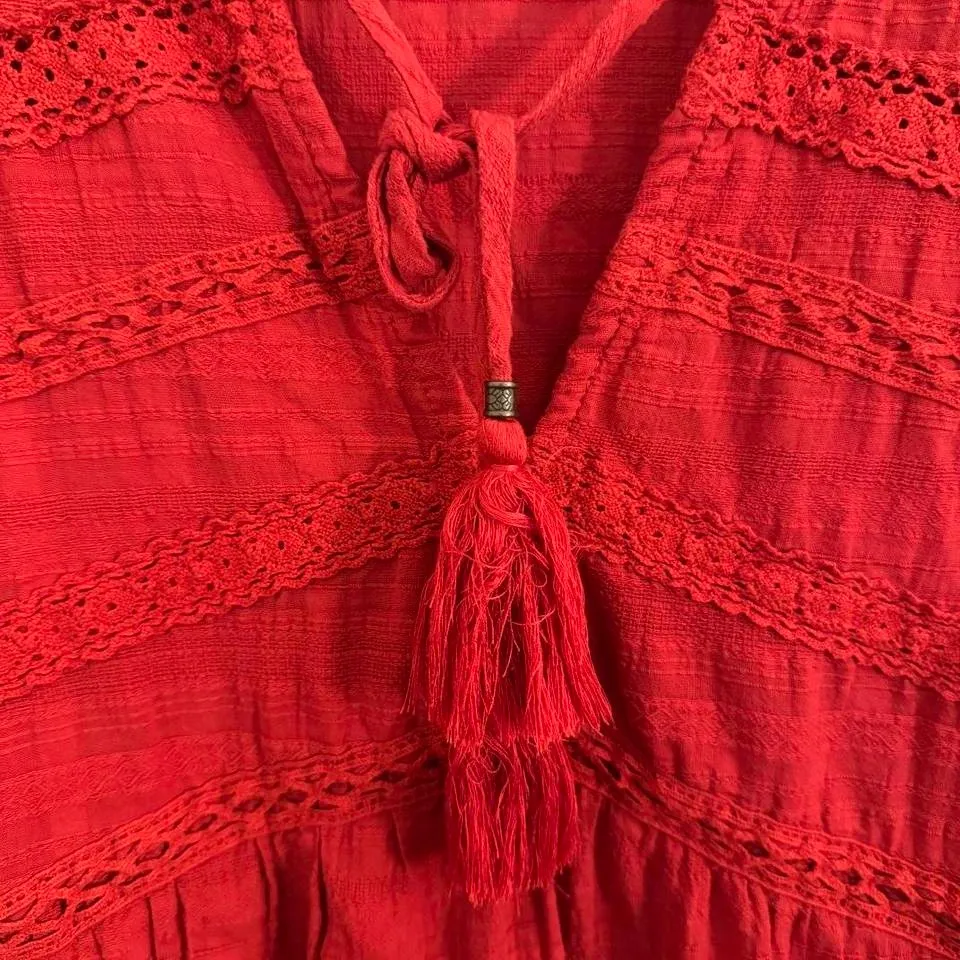 Knox Rose Red Lace Tiered Tassel V Neck Dress Plus Size XXL - Image 7