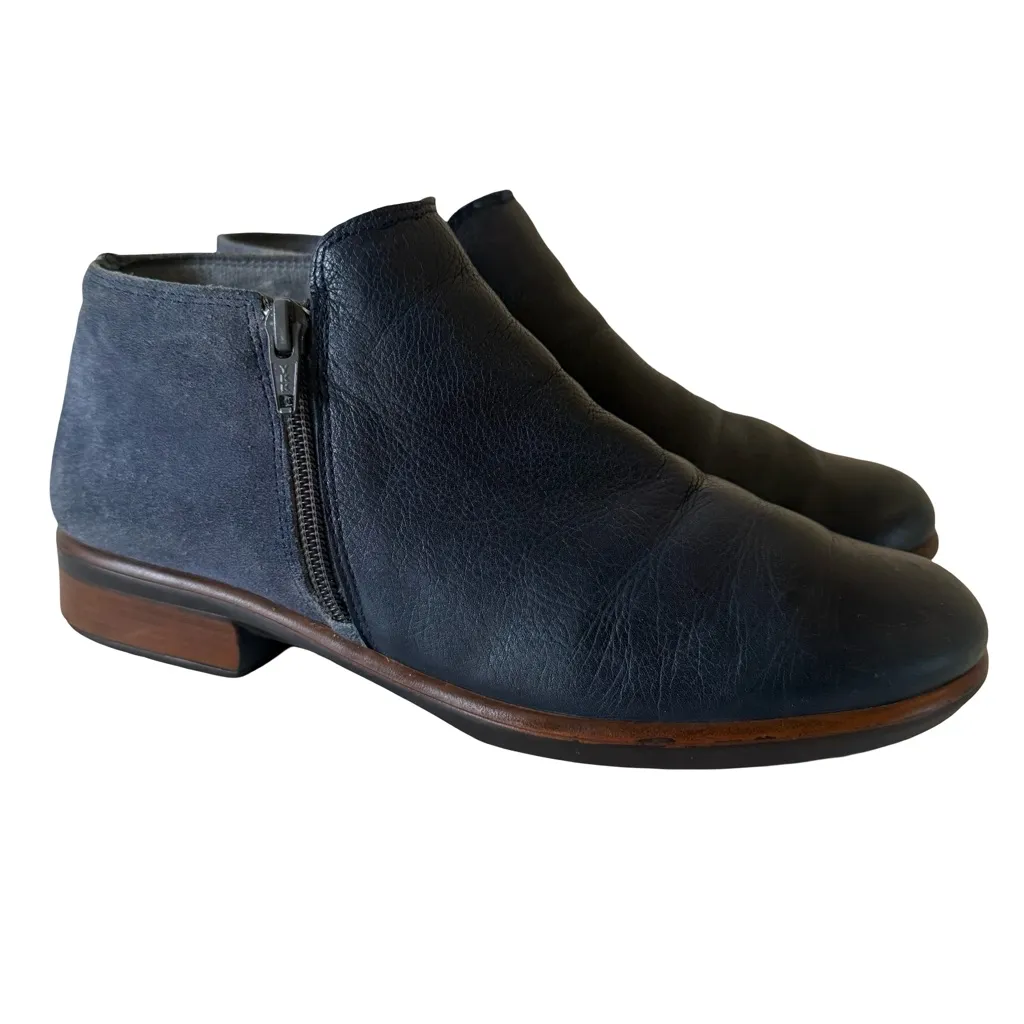 Naot HELM Ink color Leather & Suede Dual Zip Ankle Boots US 9 Blue - Image 2