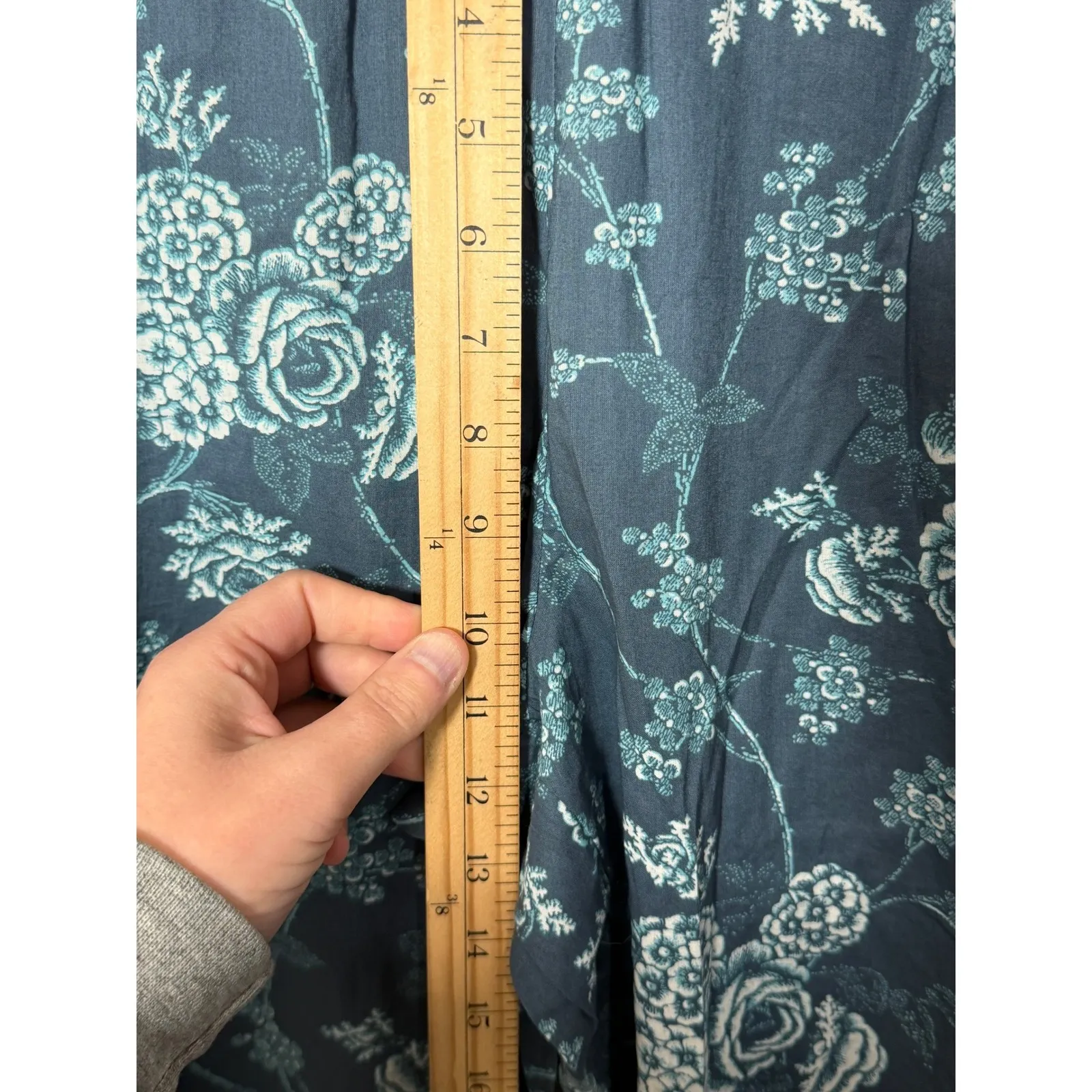 Sundance Floral Print Capri Cropped Pants Petite XL Size Drawstring Blue Casual - Image 4