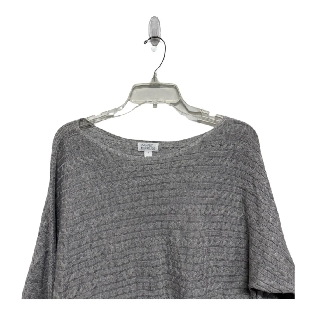 Market & Spruce Gray Knit Light Weight Sweater Size Medium Cashmere Silk Blend - Image 2