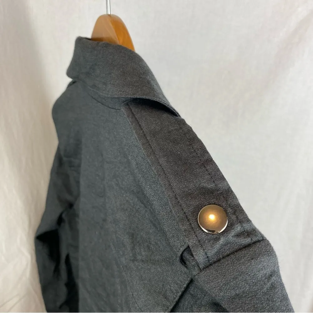 Nicole Miller Artelier Gray Cropped Zip Up Moto Jacket P S - Image 4