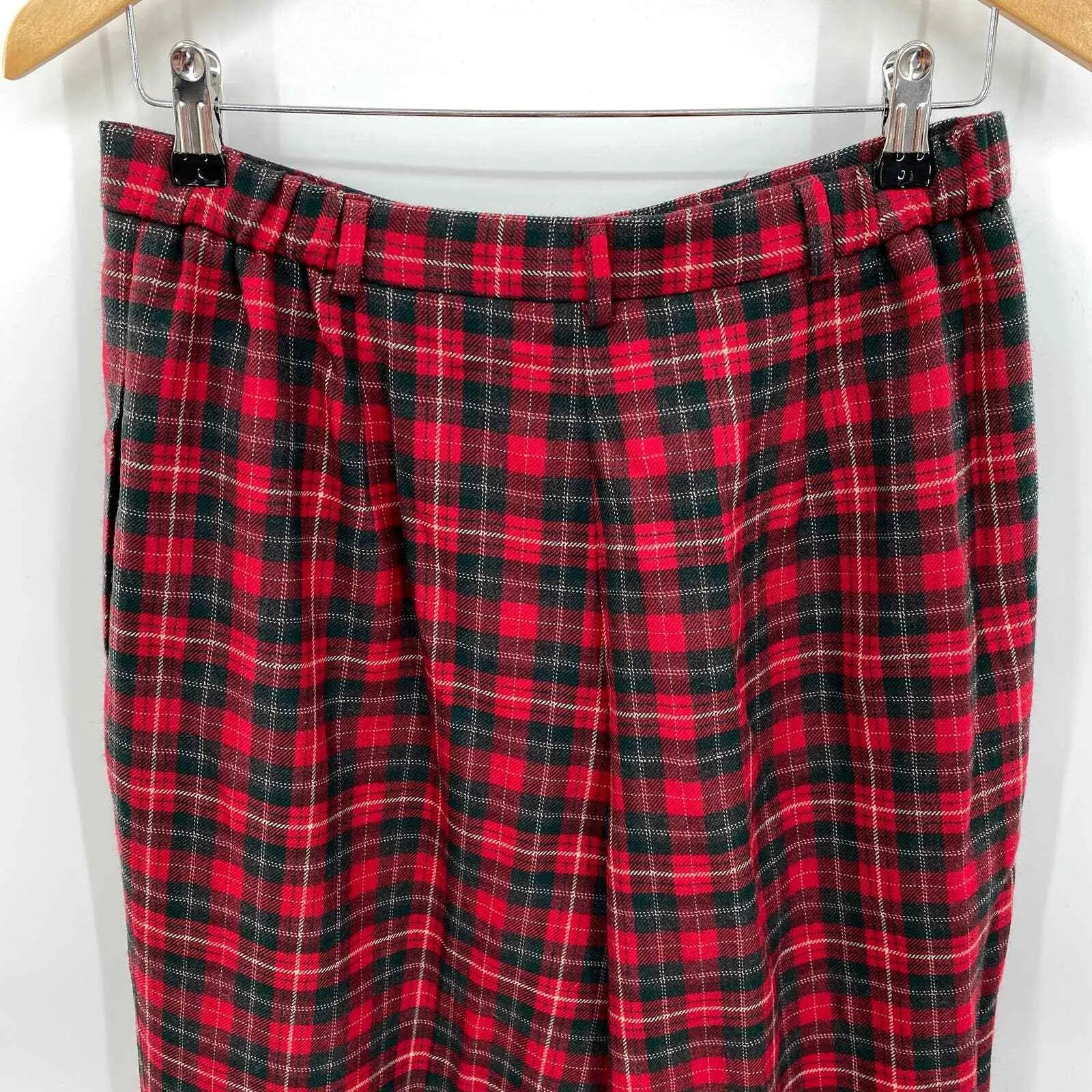 Vintage Talbots Trouser Pants Womens 12 Red Tartan Plaid‎ Wool Lined High Waist - Image 4