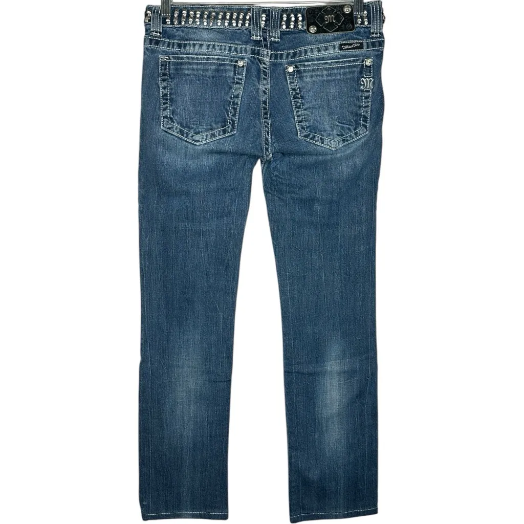 Miss Me Straight Bling Belt Rhinestone Studded Distressed Jeans Size 29 - Image 7