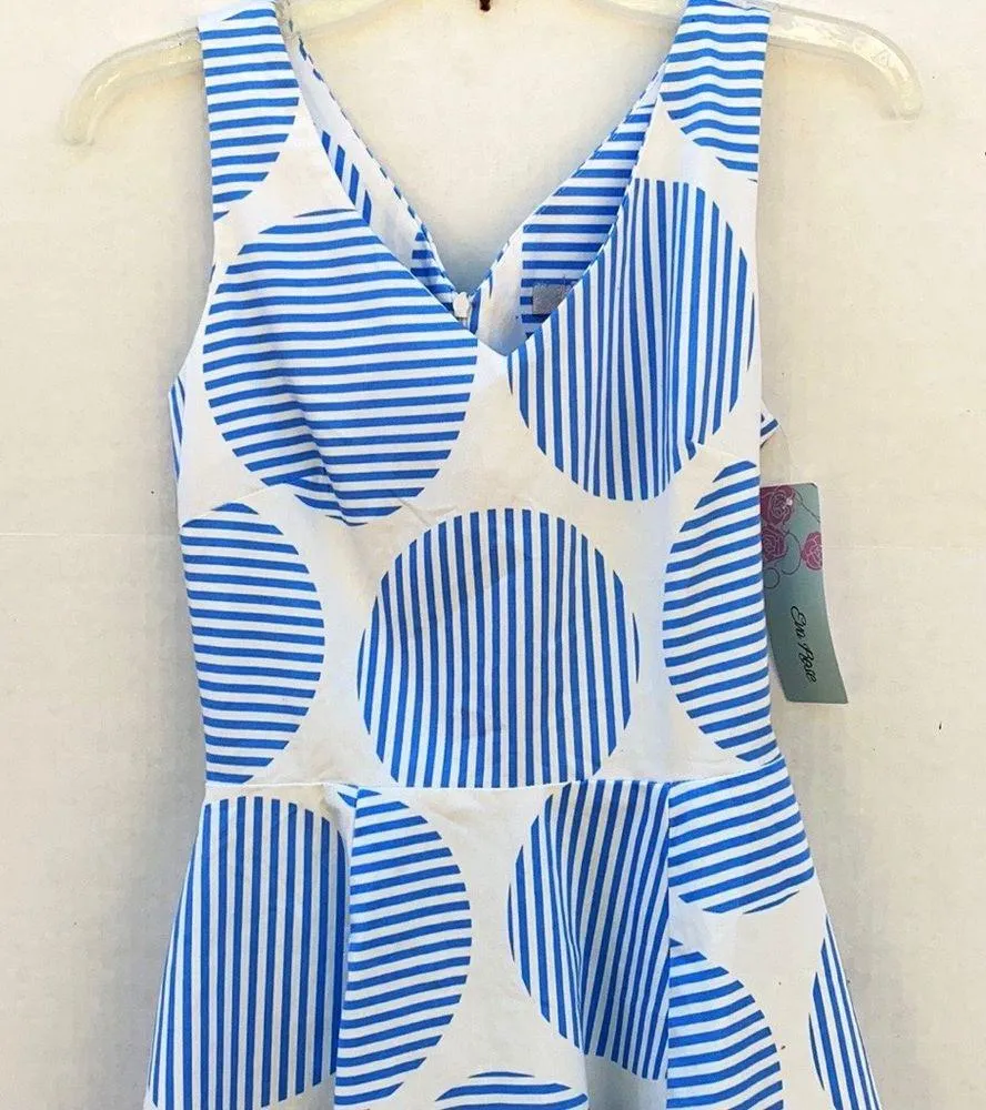 Womens Size XS Vera striped polka dot fit & flare white pinup dress NWT - Image 3