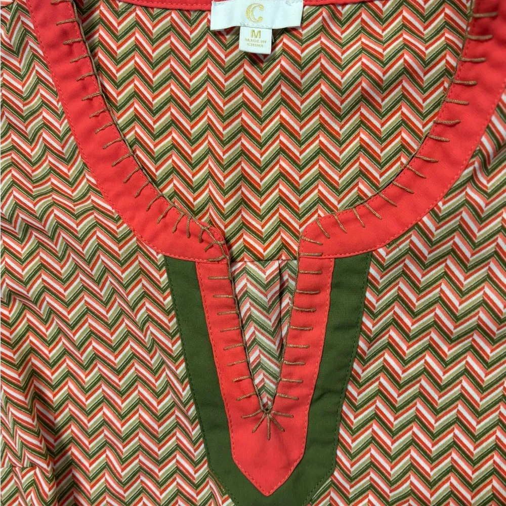 Chevron Patterned Sleeveless Top Pink Size M - Image 4