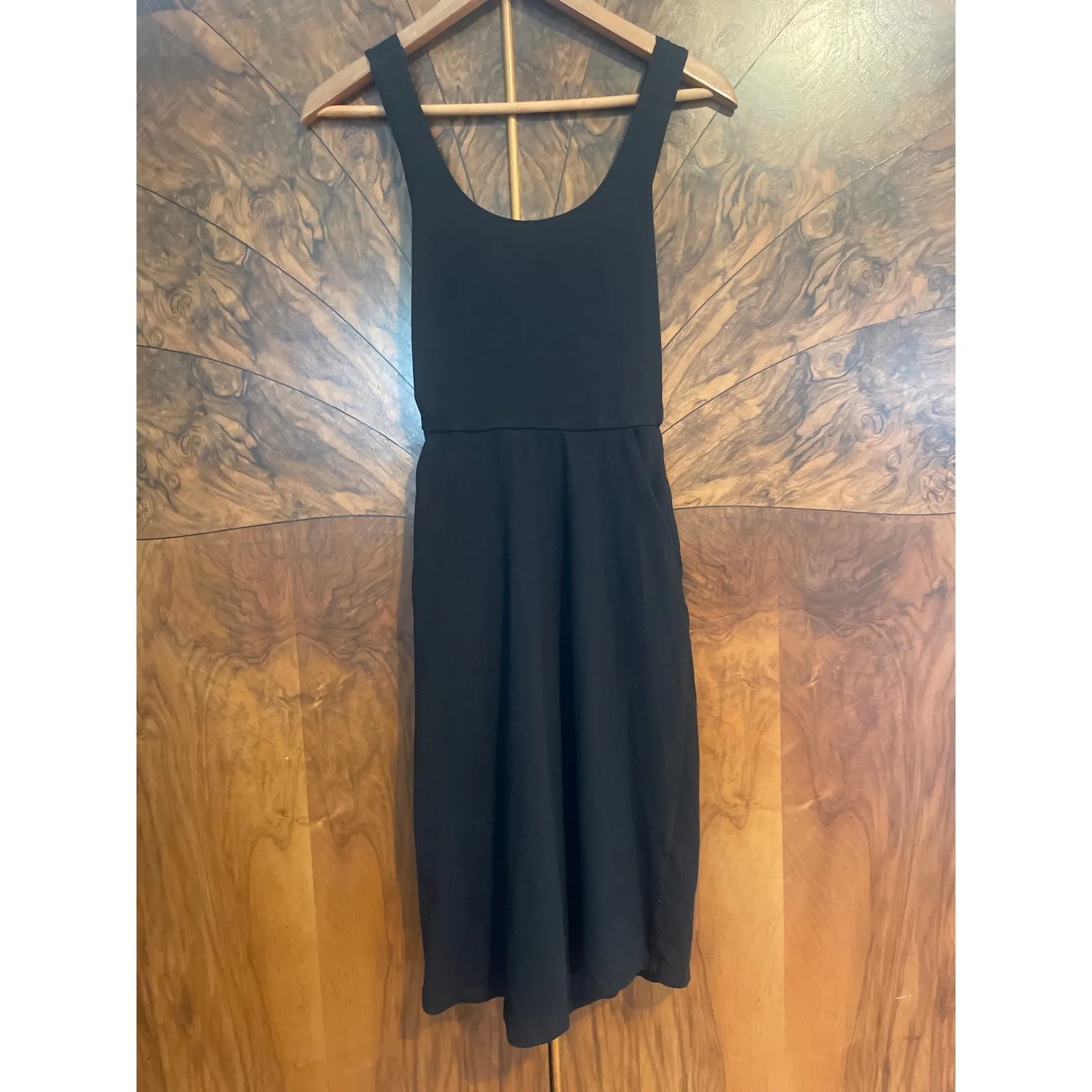 PACT Organic Cotton Fit and Flare Tie Back Dress w Pockets Black Size XS - Image 3