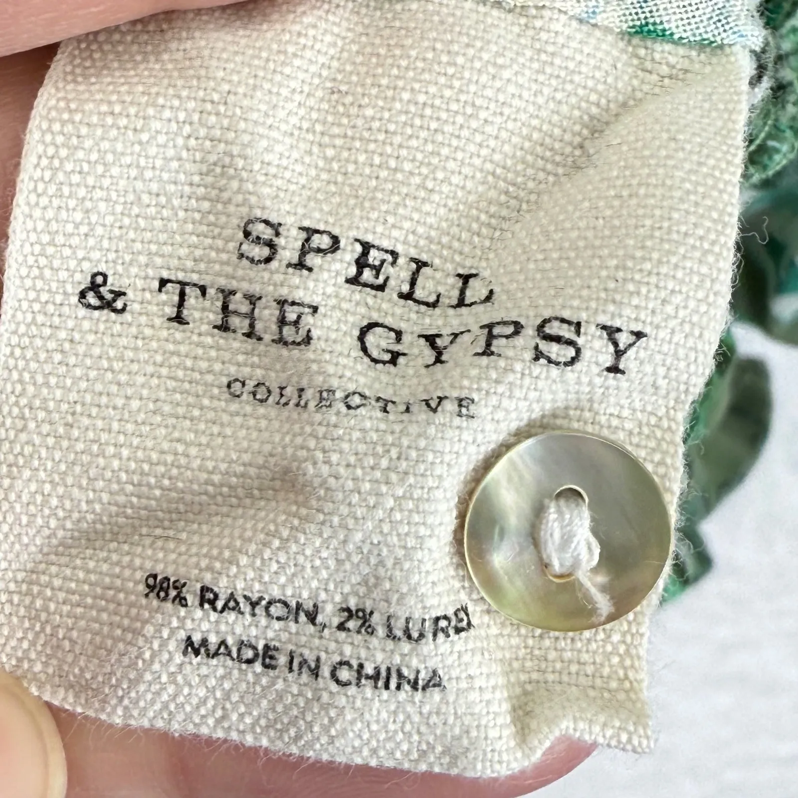 Spell and the Gypsy Collective Winona Ivy Green Floral Print Top‎ Boho Blouse S - Image 5