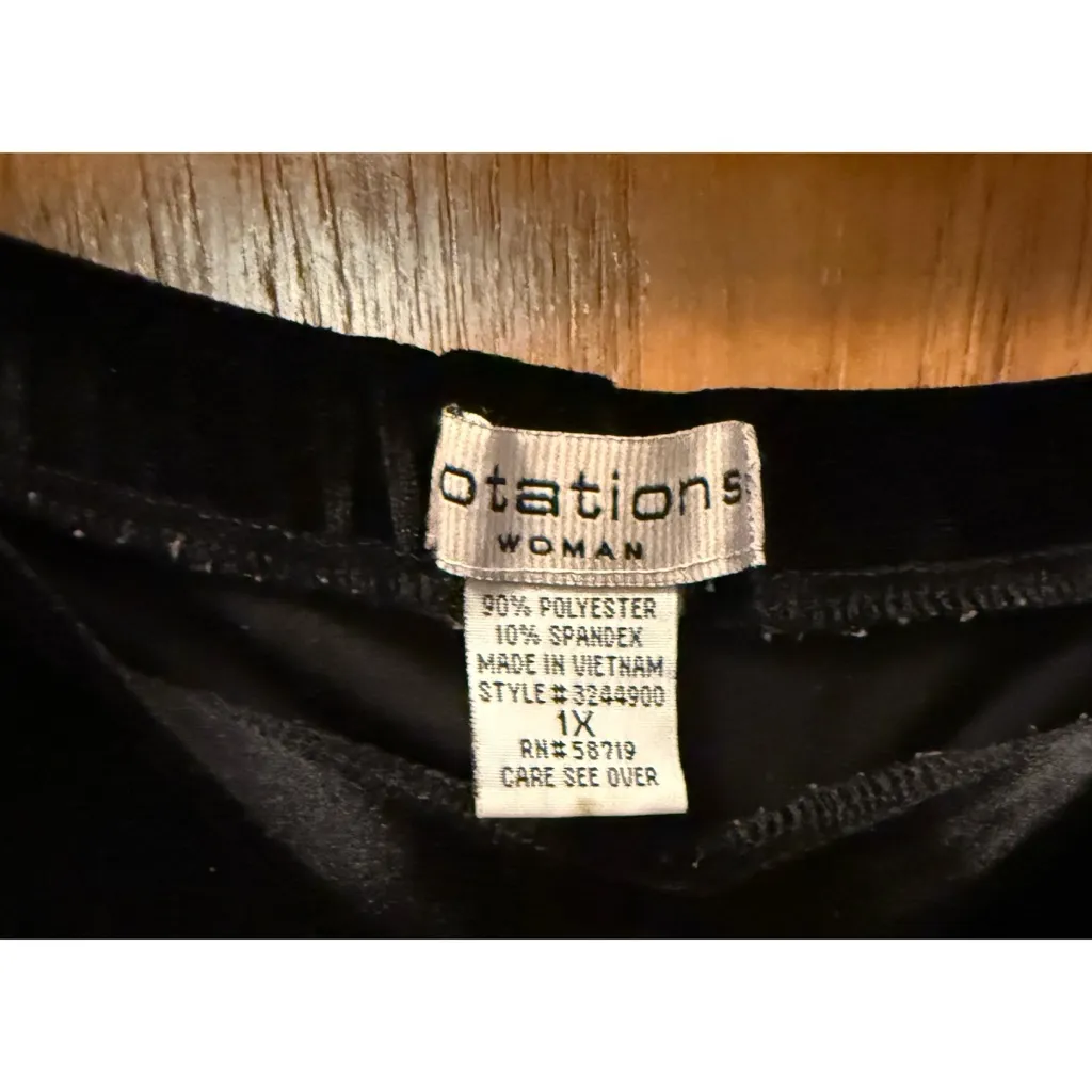 Notations Black Velvet Pants Set with Cream Cuffs and Collar - Image 4