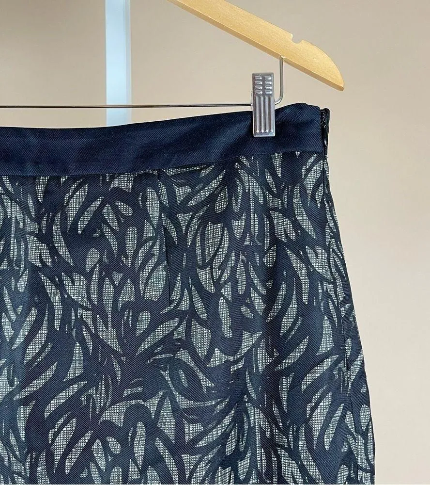 Classiques 12 Entier Silk Wool Blend Elegant Foliage Print Office Pencil Skirt - Image 7