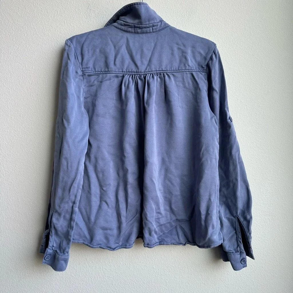 Anthropologie Cloth & Stone Blue 100% Tencel Shacket Jacket Size Small - Image 4