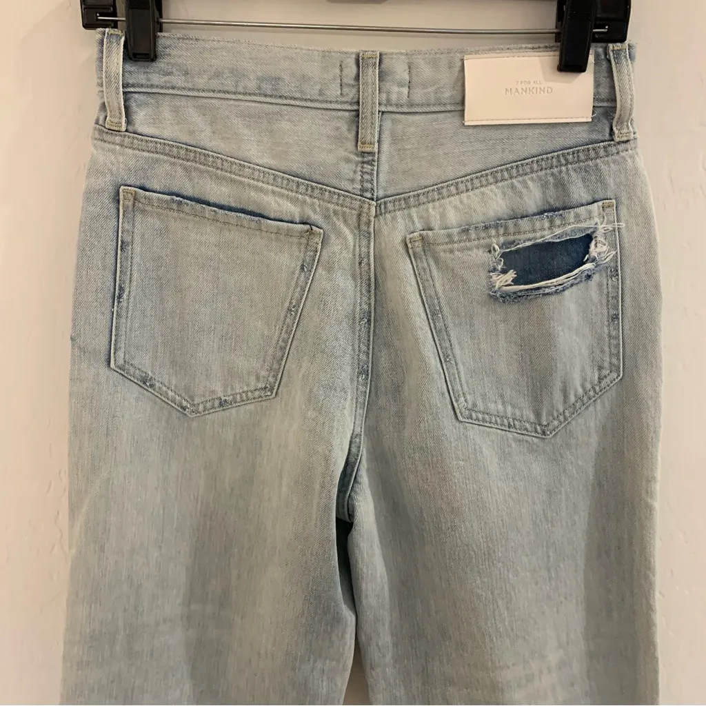 7 For All Mankind Balloon High Waist Distressed Raw Hem Jeans Size 26 - Image 9