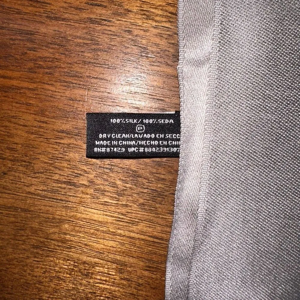 Simply By Jen Groover 100% Silk Rectangular Scarf 80” X 24” Gray - Image 4