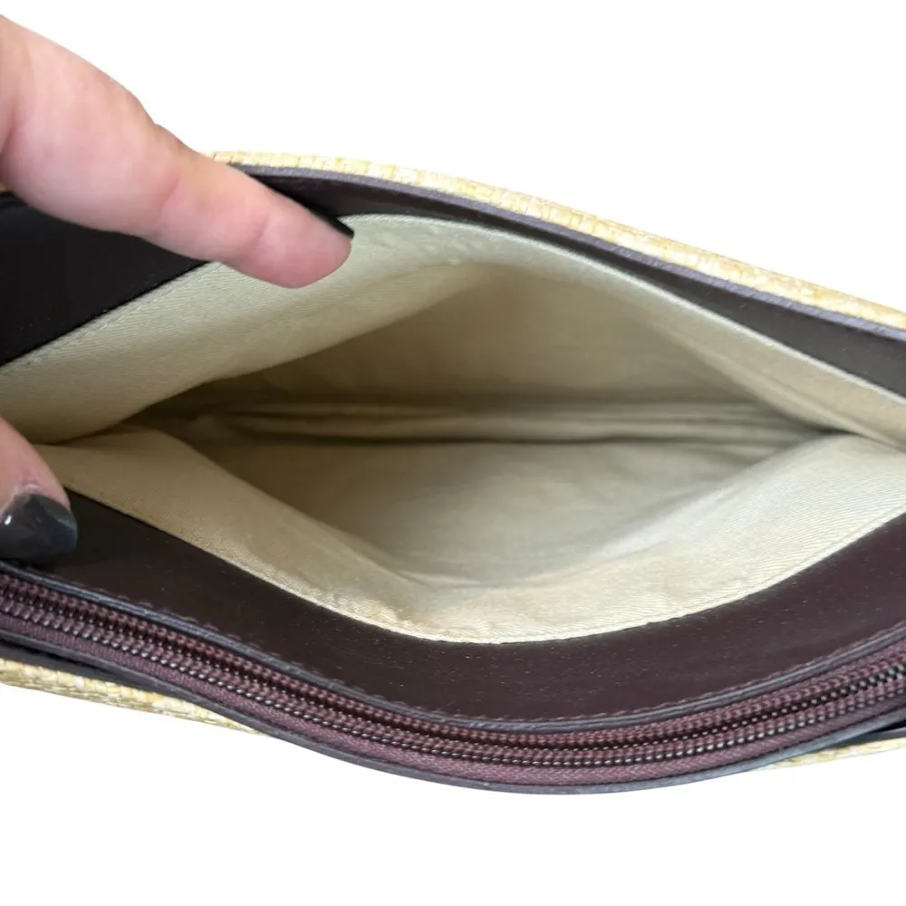 Etienne Aigner Beige and Light Brown Straw Small Shoulder Bag Shoe Charm Casual - Image 6