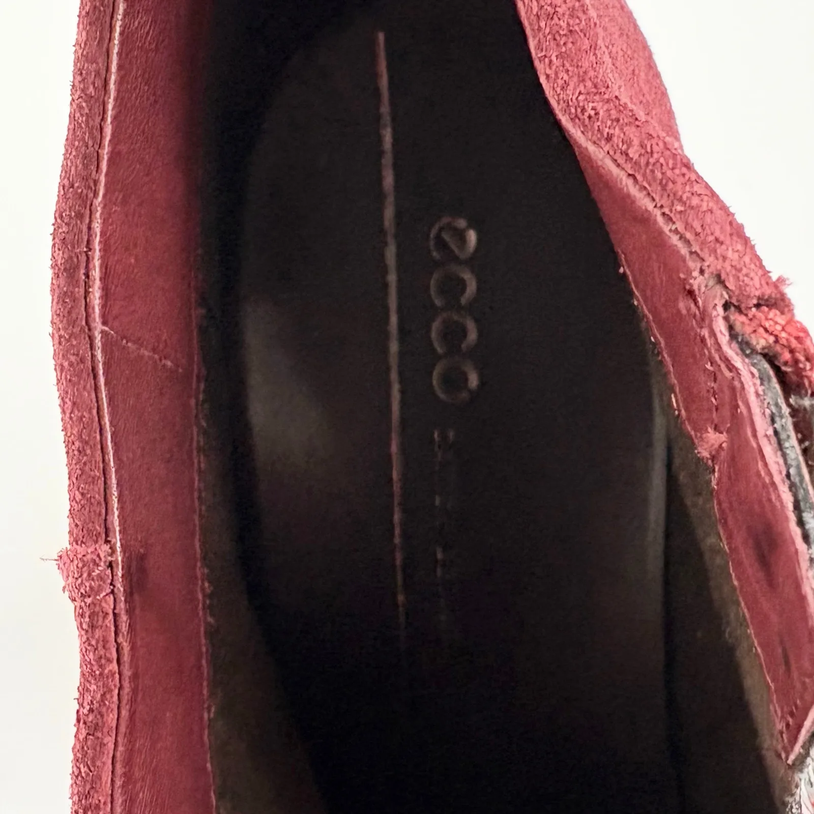 Ecco Shape 55 Western Ankle Boots Hydromax Side Zip Red Suede Block Heel Size 40 - Image 11