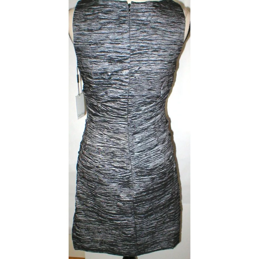New Womens 10 Calvin Klein Dress Dark Gray Steel Ruched Party Date Work Office - Image 5