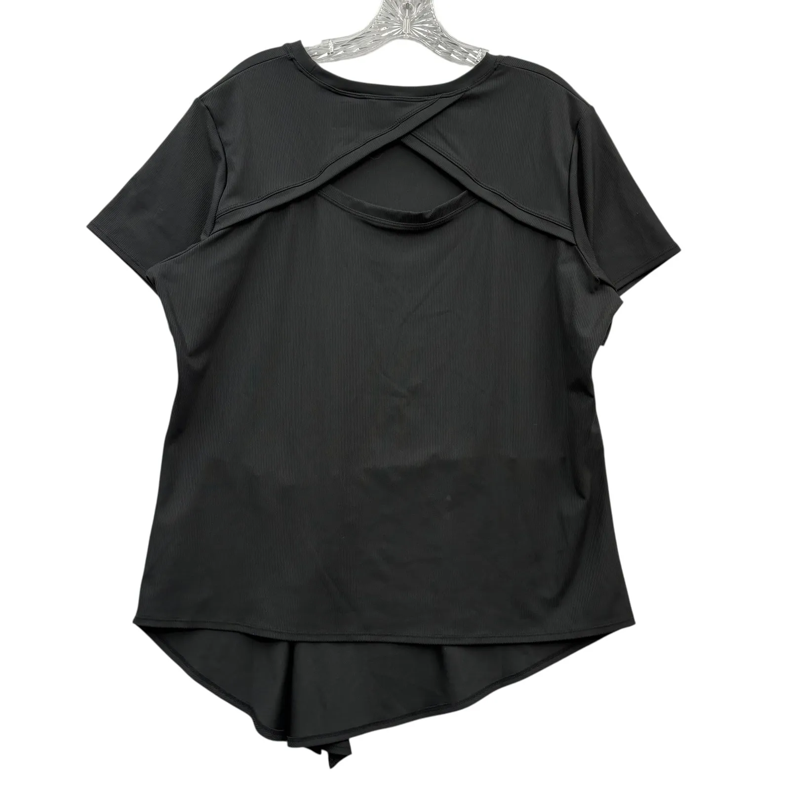 TAIL Women's Black Athletic Top Cutout Shoulder Criss Cross Back Asymmetrical XL - Image 2