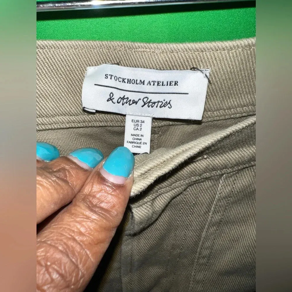 & other stories khaki cropped denim jeans, size 2 - Image 3