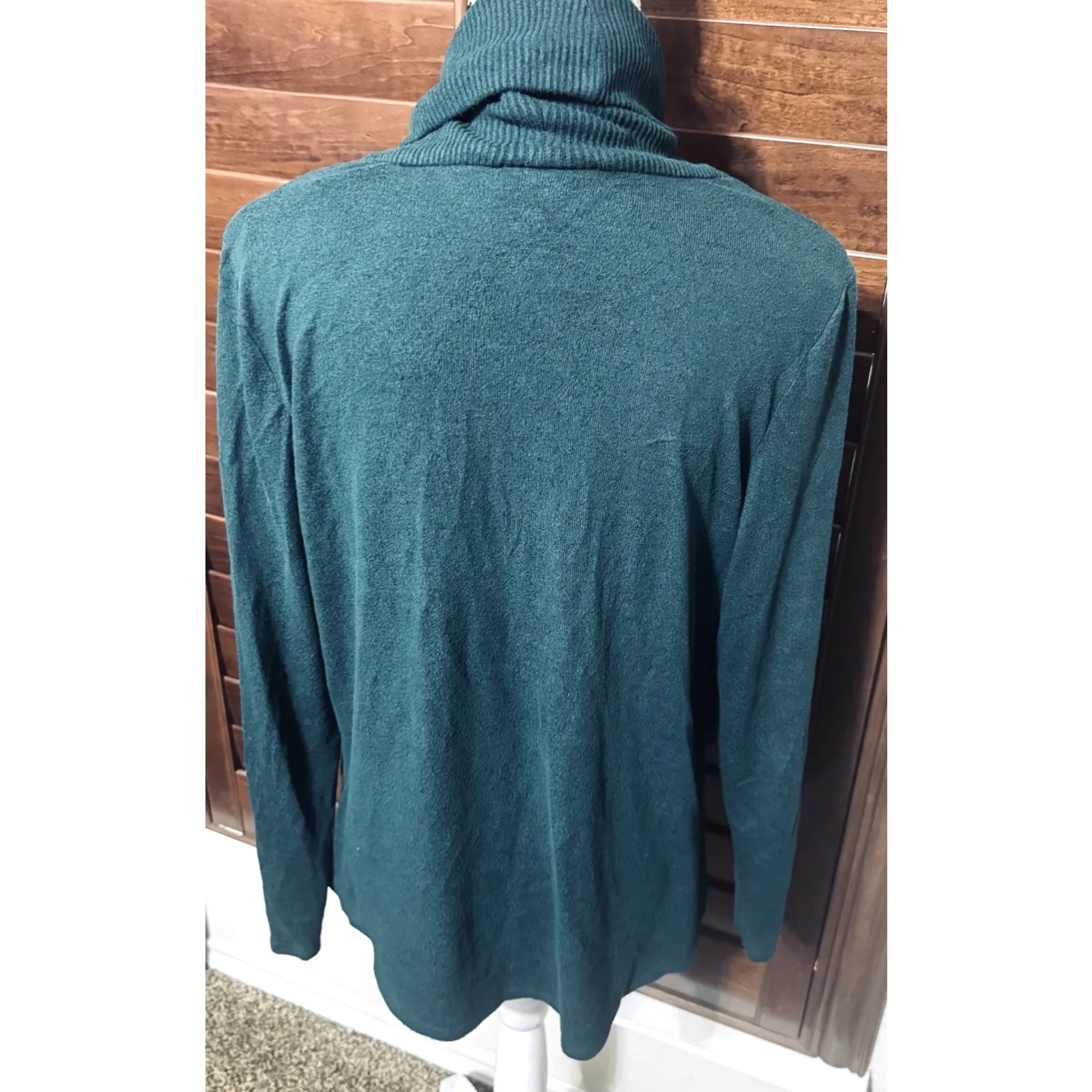 Apt 9 Hunter Green Cowl Neck Long Sleeve Sweater Forest Cabincore Cozy womens L - Image 3