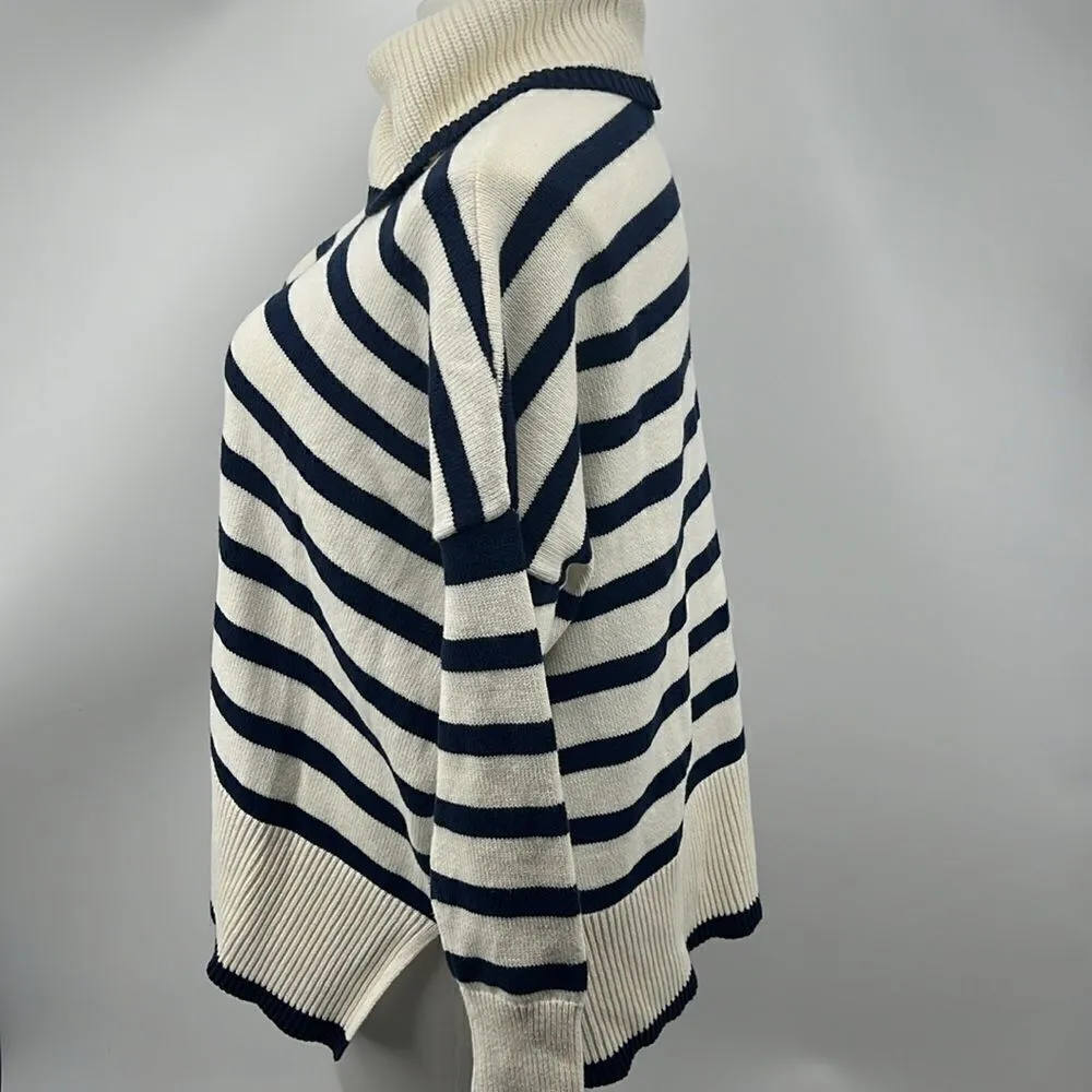 Loft medium striped long sleeve cotton poly blend sweater - Image 4