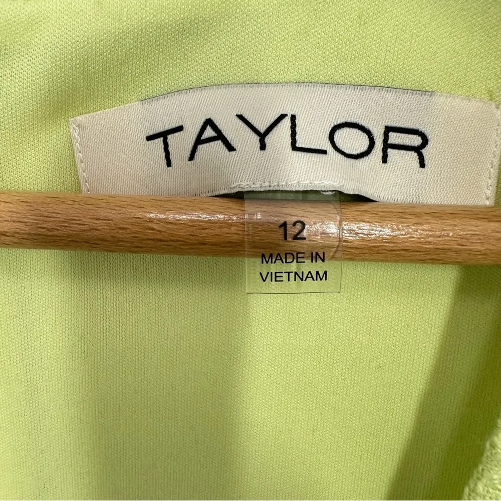 Taylor Light Lime Green Tweed Square Neck Cropped Top Women's‎ Size 12 Brunch - Image 2