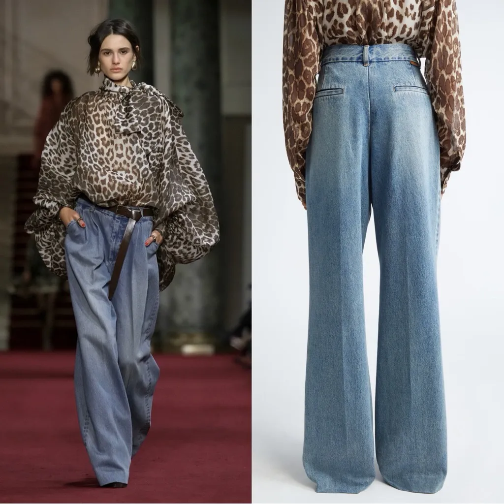 Zimmermann Illustration Pleated Wide Leg Jeans Neptune Blue AU 4 US 12 NWT - Image 3