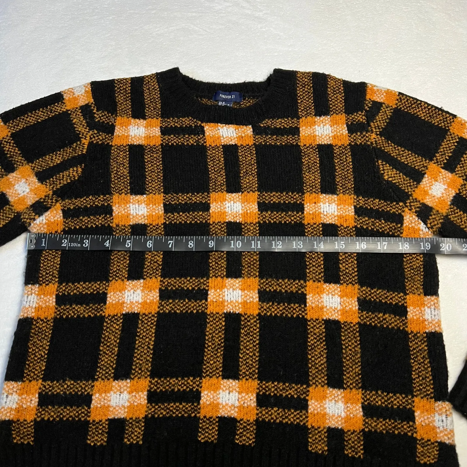 Forever 21 Crewneck Plaid Sweater Size Medium Clueless Cozy Holidays 90s Y2Kw - Image 7