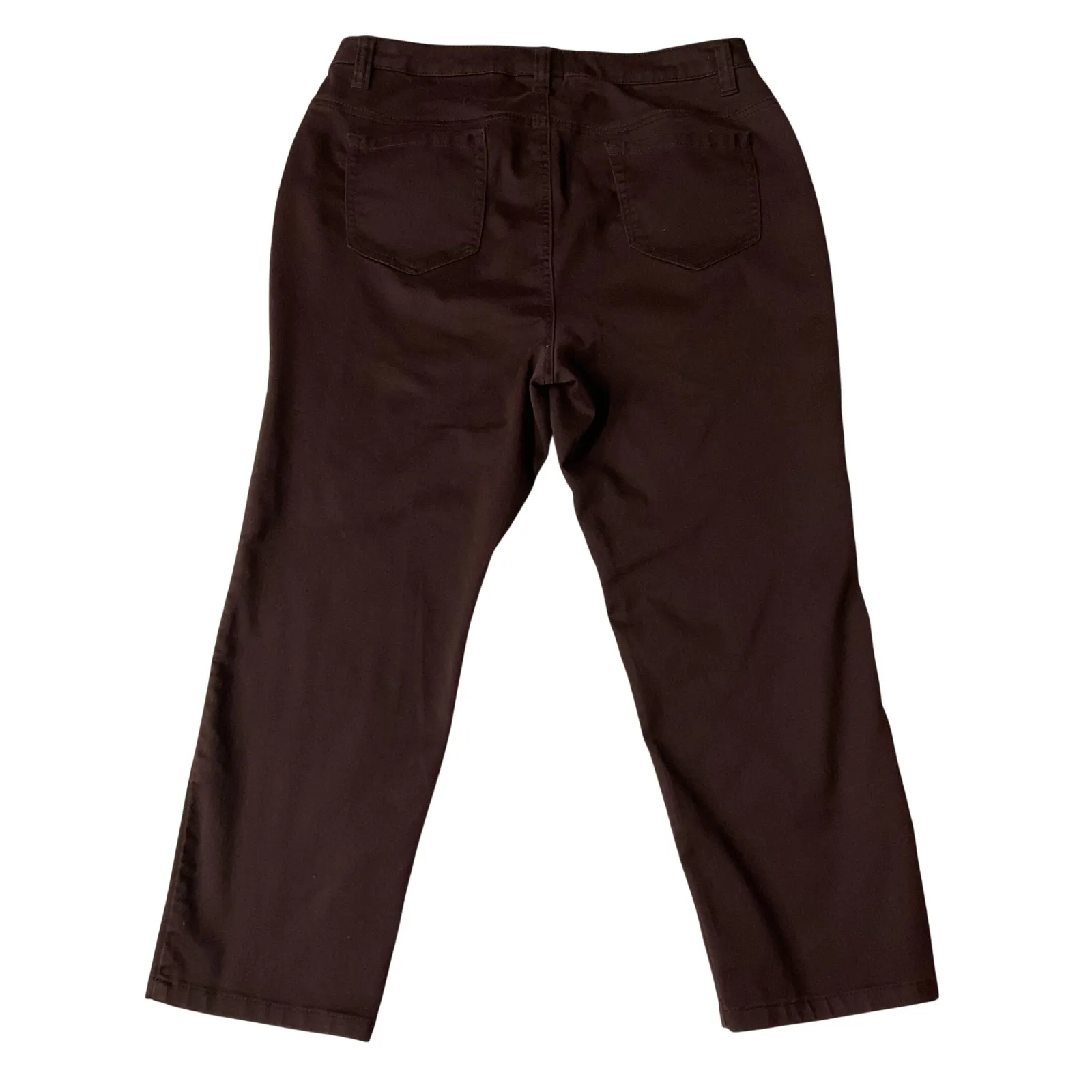 Catherines Women's Sateen Stretch Straight Leg Casual Curvy Pants Brown Size 18P - Image 4