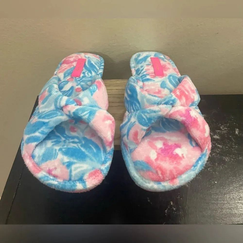 Lilly Pulitzer Bondi Blue My Little Peony Slippers Pool Shoes Preppy Size 7/8 - Image 5
