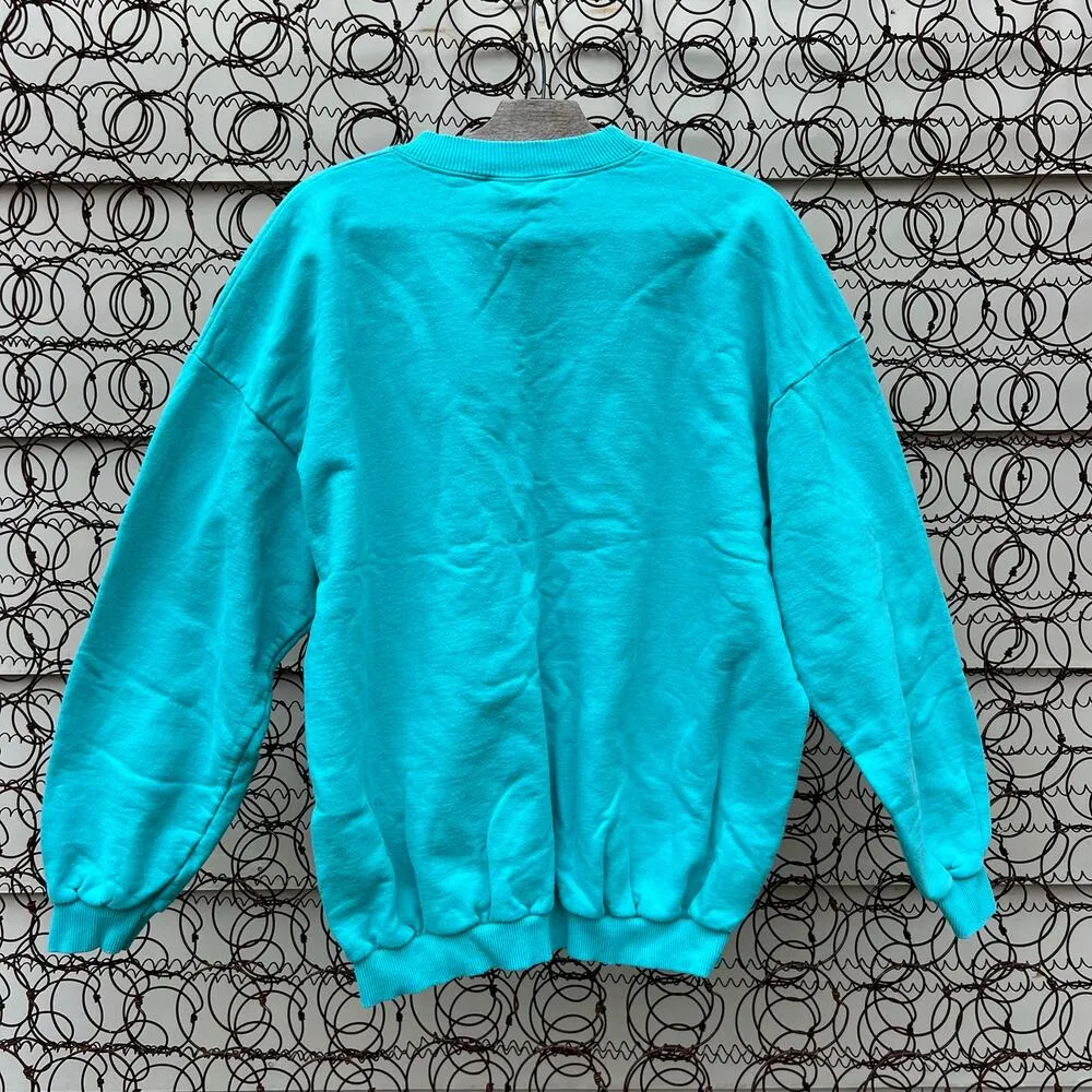 Vintage Alaska Polar Bear Winter Snowflakes Puff Print Sweatshirt Joy Campbell Blue Size XL - Image 3