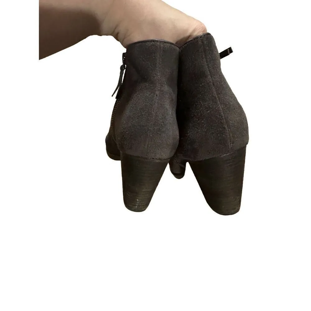 Cole Haan Double Zip Dark Brown Suede Leather Ankle Boot Heel Bootie Women's sz - Image 4