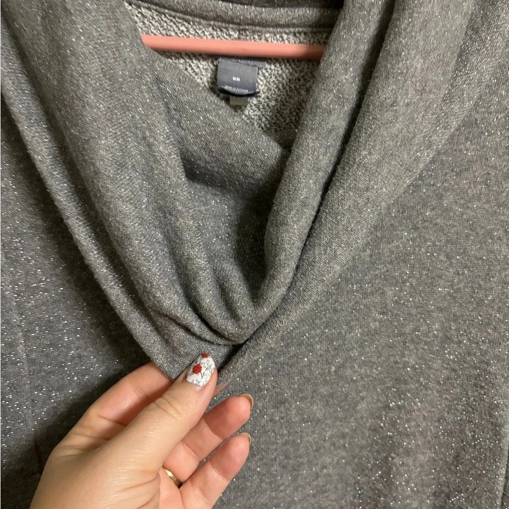 Aerie Dark Gray Metallic Funnel Neck Long Sleeve Pullover Sweatshirt Size Medium - Image 7