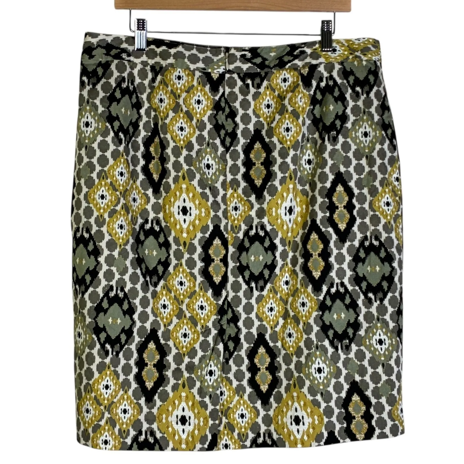 Van Heusen Womens Retro 70s 100% Cotton Geometric Skirt Size 14 Olive Groovy Mod - Image 5