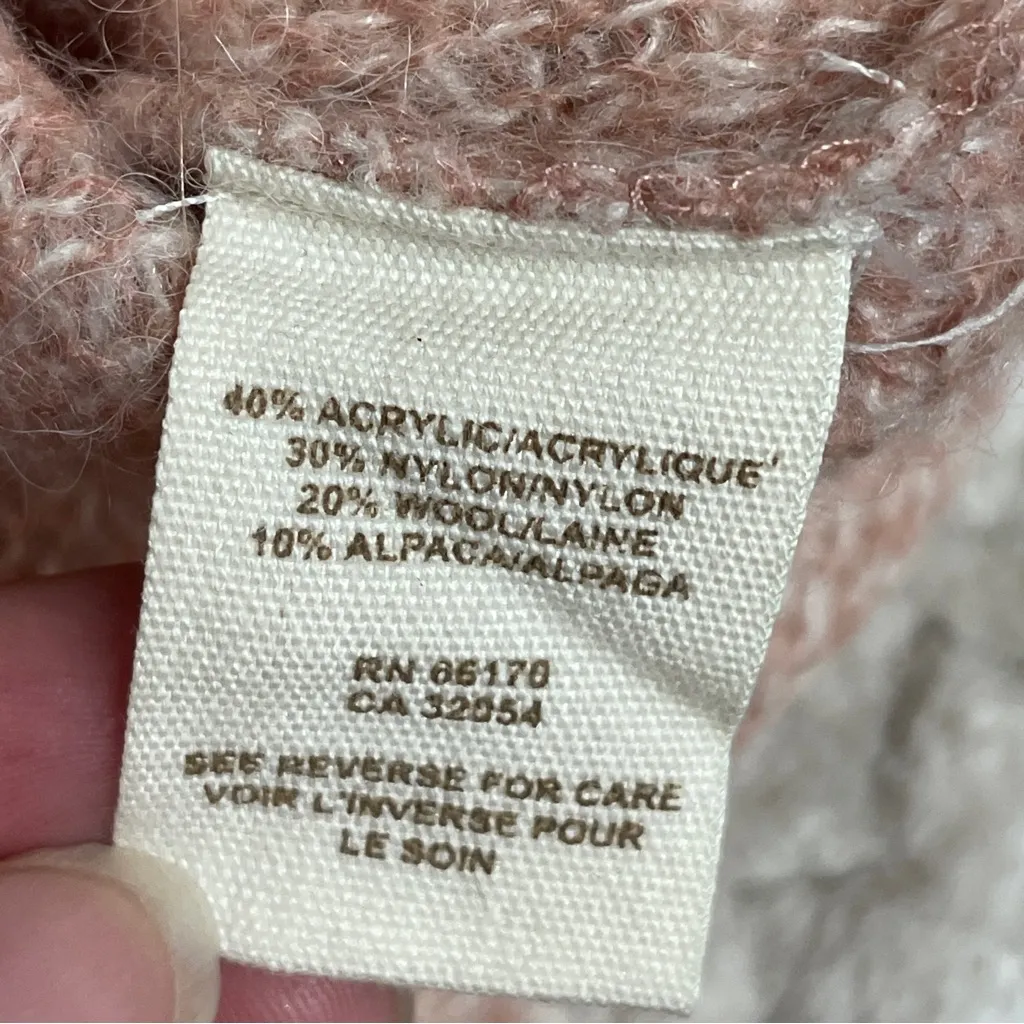 Free People Alpaca Wool Womens Pink Floral Cropped Boho Sweater Small Oversized - Image 5