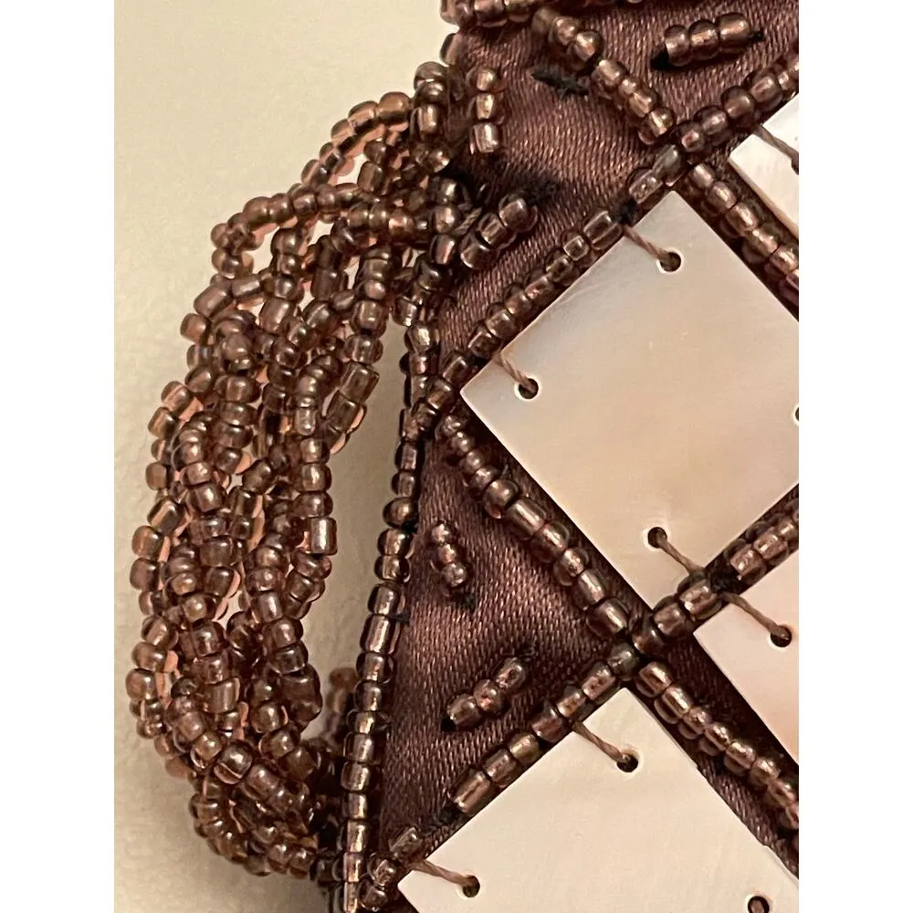 Mad Bags Natural Horn & Sea Shell Mini Clutch Wristlet Brown - Image 7