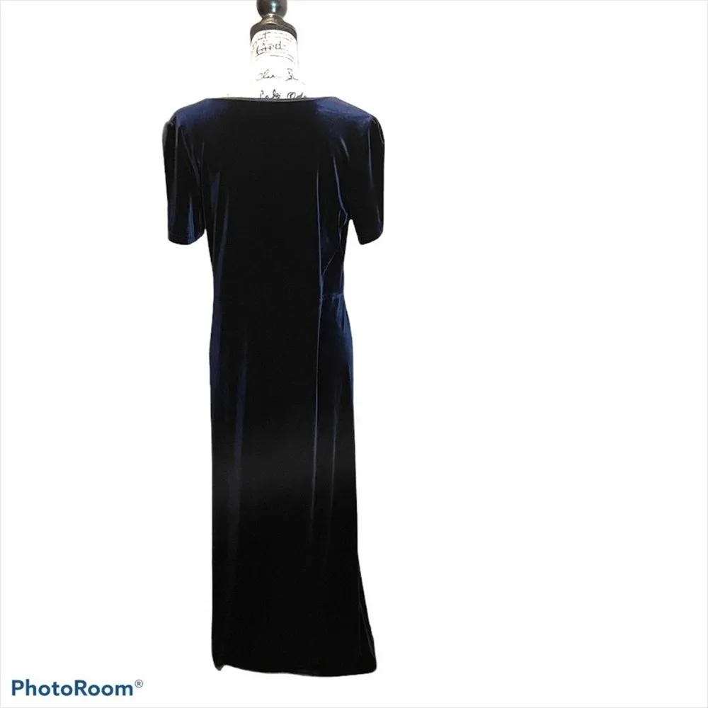 Laura Ashley Maxi Dress Navy Size Blue Size Large Velvet formal Y2K vintage - Image 5