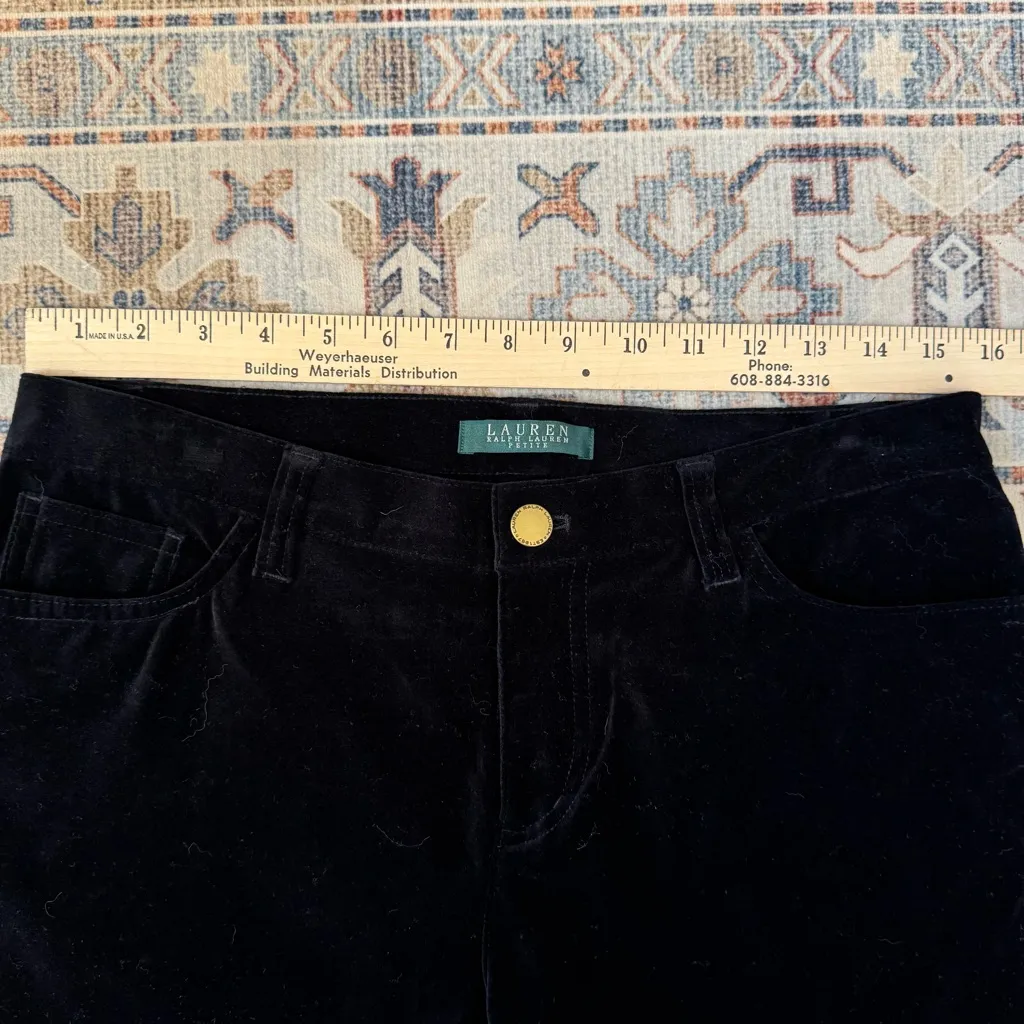 Lauren Ralph Lauren Black Velvet Straight Leg Dress Pants Women’s Size 8 Petite - Image 8