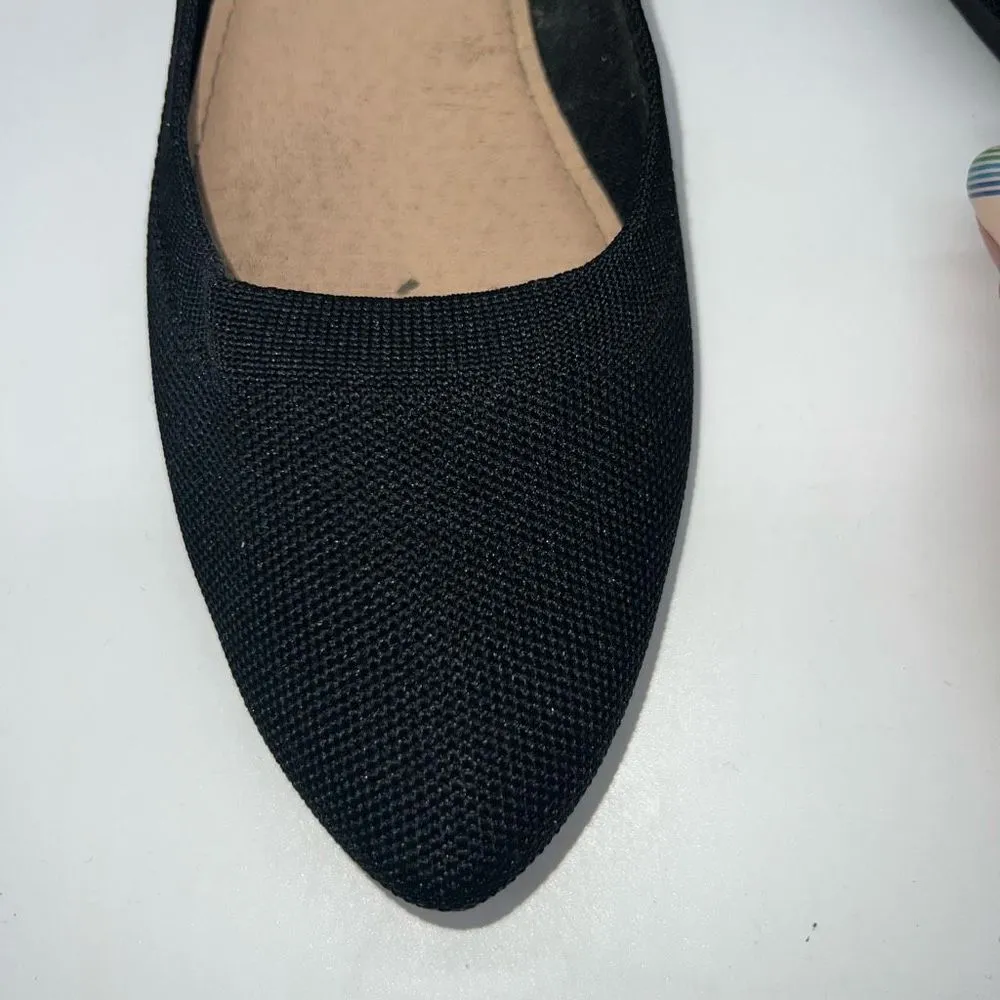 Knit Oval Toe Flats in Black Black Size 10 - Image 8