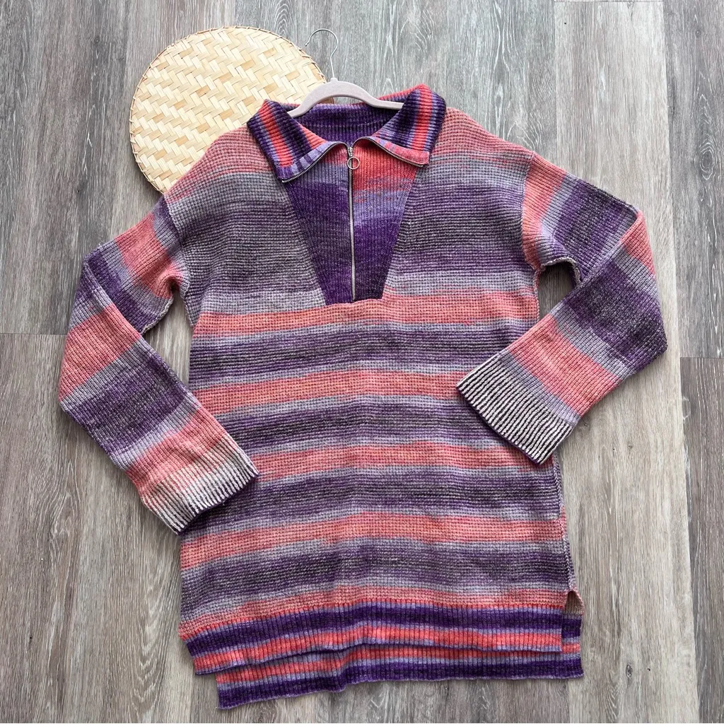 Daily Practice by Anthropologie Franconia Half-Zip Tunic Sweater Purple‎ Pink - Image 3