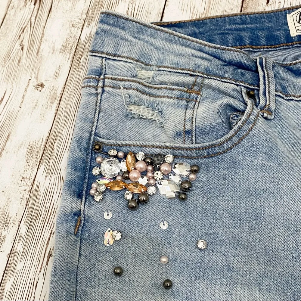 Angel Kiss Embellished Destructed Skinny Jeans 7 - Image 4