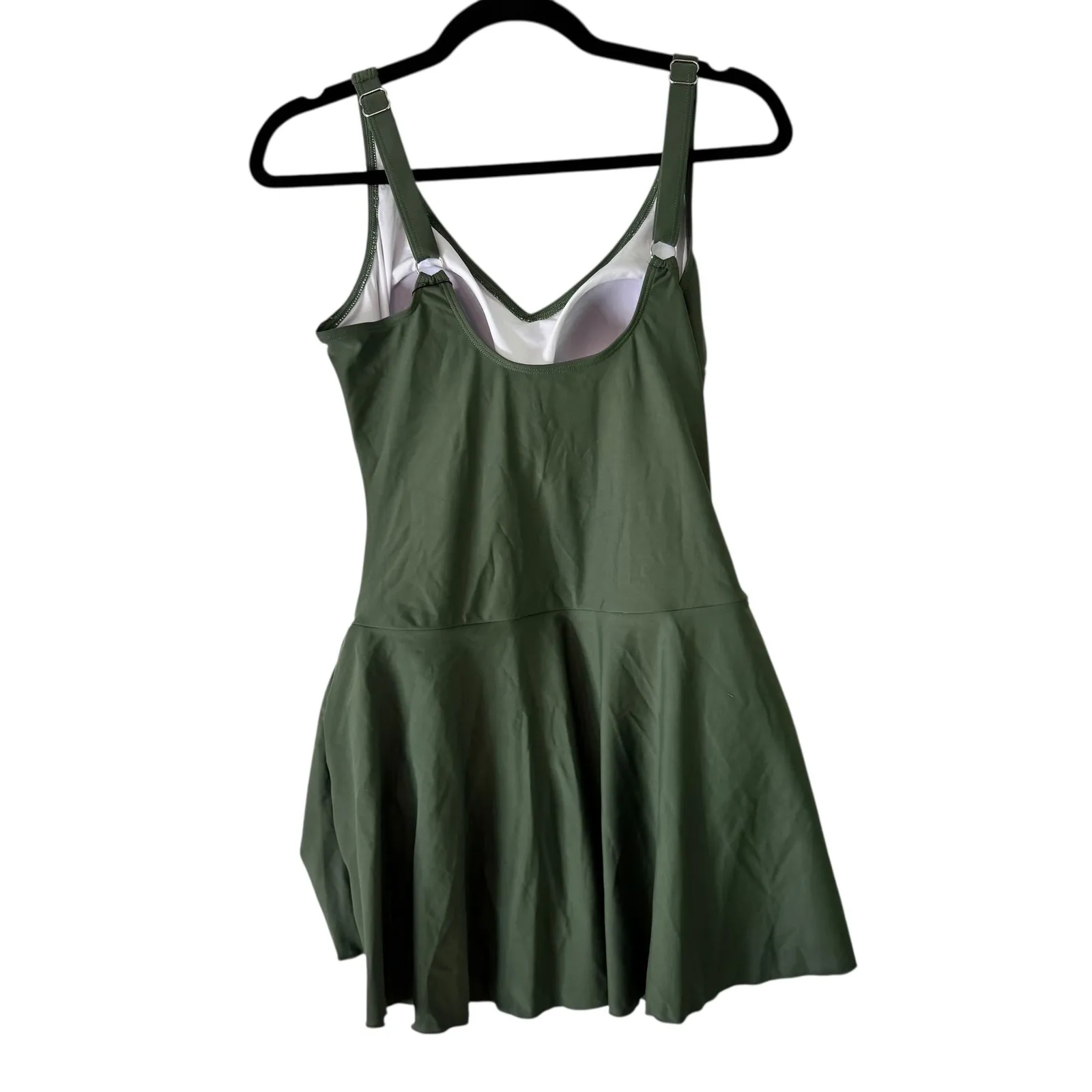 Aidonger Swim Dress Tummy Control Tie Front One Piece‎ Swimsuit Green L Size L - Image 4